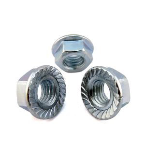 Wholesale Blue Zinc Plated M6 Hex Flange Lock Nut Serrated DIN6923 For Heavy Equipment from china suppliers