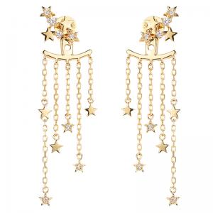 China Star Diamond Stud Earrings Tassel Earrings 18k Gold Diamond  Earrings on sale
