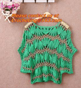 Wholesale Women Hand Crocheted Batwing Sleeve Sweater, Cover up, pull over, Garment with hat, appare from china suppliers