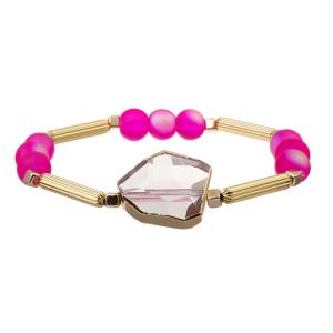 Wholesale Clear Crystal Charm Women'S Adjustable Bracelet With Gold Edge Metal Bar from china suppliers