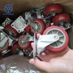 1.5" Rigid Plate Red PU Light Duty Casters For Bed Drawers