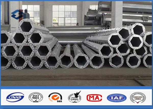Low Voltage 9m davit arm transmission pole , tapered steel pole 2.5 mm - 30 mm